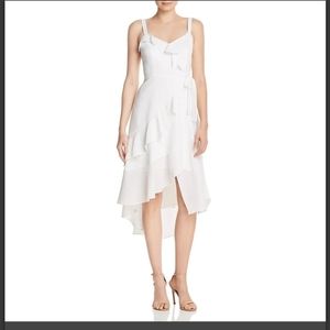 Parker white ruffled tie waist midi dress 12 NWT